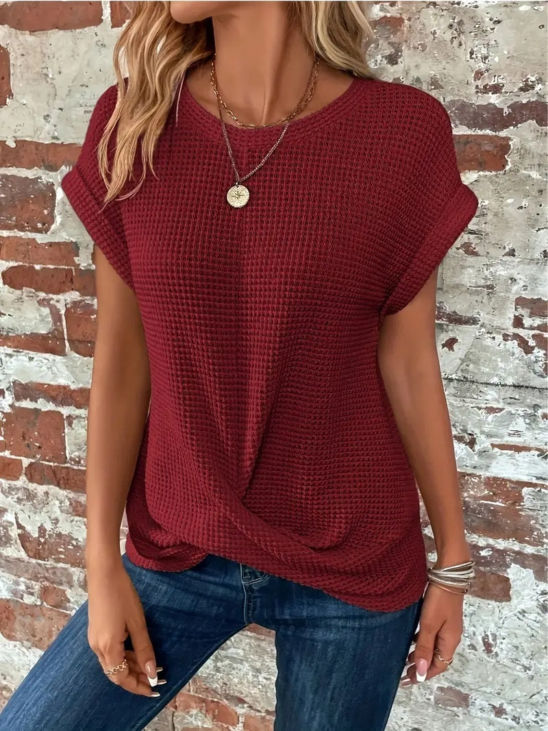 Monroe Waffle Knit Twist Tee