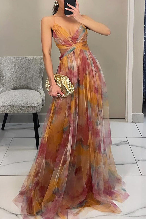 Eirith - Elegant bedrukte veter maxi -jurk