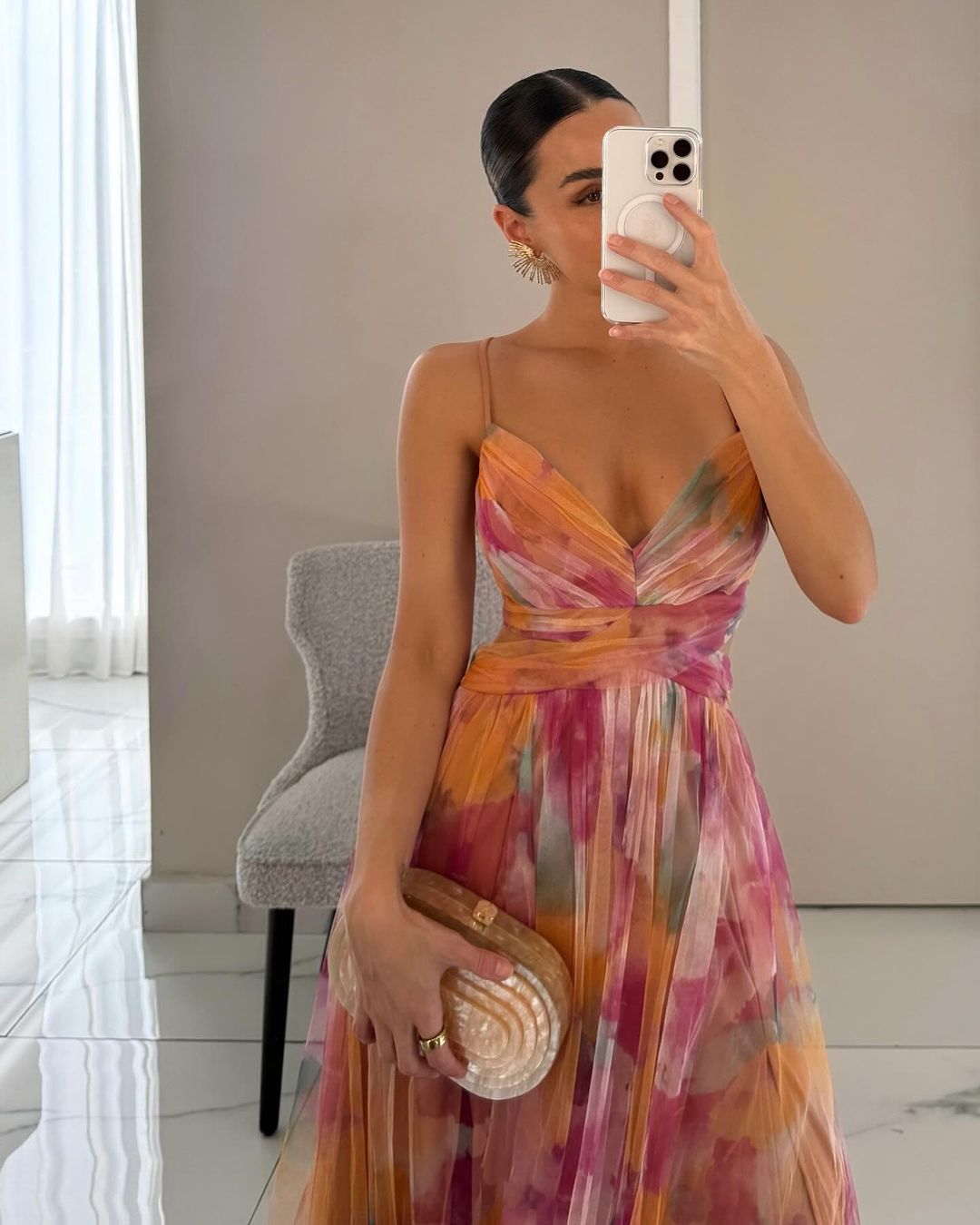 Eirith - Elegant bedrukte veter maxi -jurk