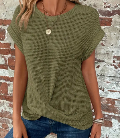Monroe Waffle Knit Twist Tee