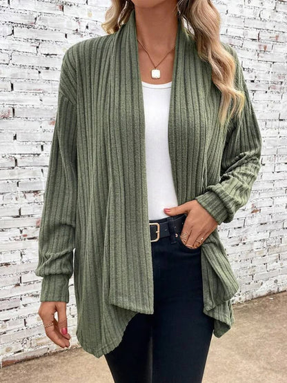 Lina-geribbed drape vest