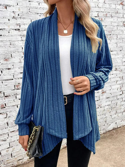 Lina-geribbed drape vest