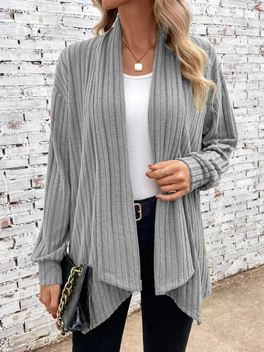 Lina-geribbed drape vest