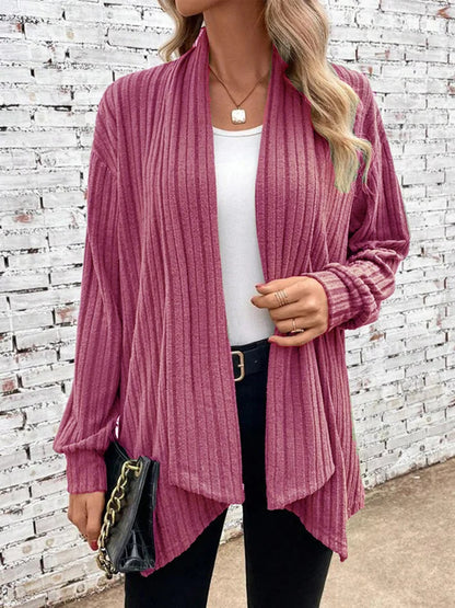 Lina-geribbed drape vest