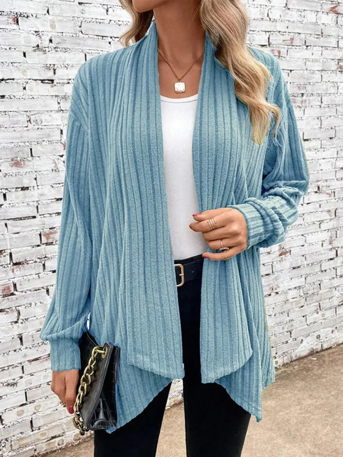 Lina-geribbed drape vest