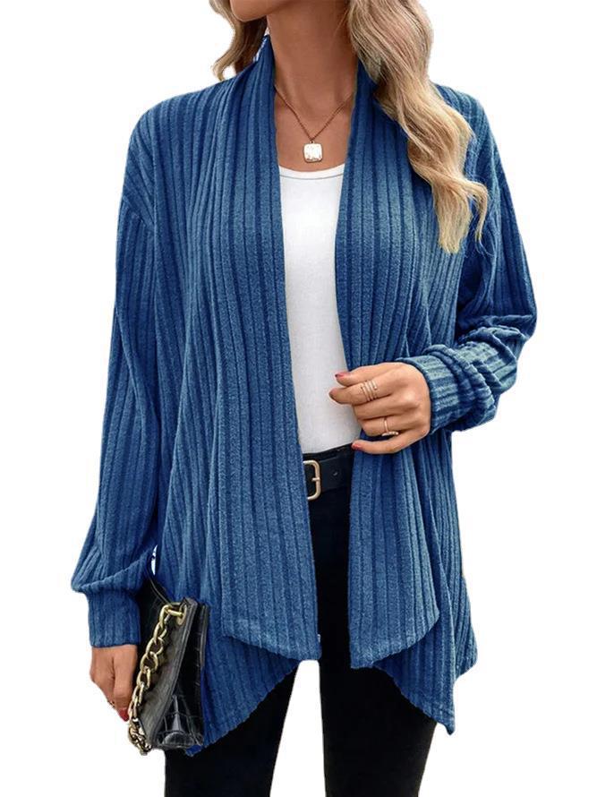 Lina-geribbed drape vest