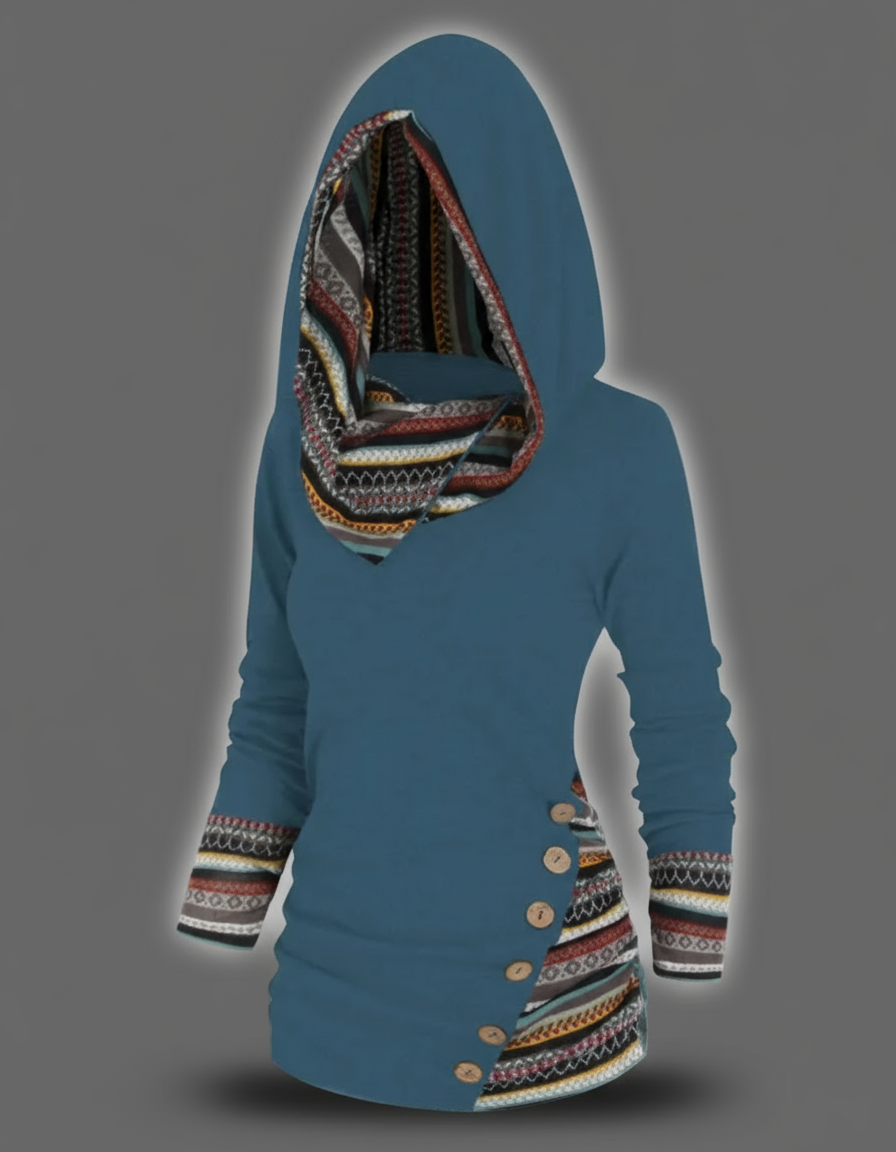 Boho-patchworkhoodie voor dames