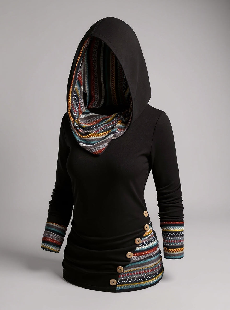 Boho-patchworkhoodie voor dames