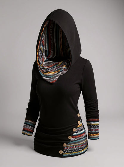 Boho-patchworkhoodie voor dames