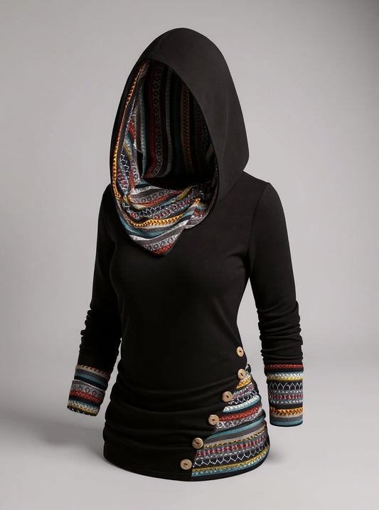 Boho-patchworkhoodie voor dames