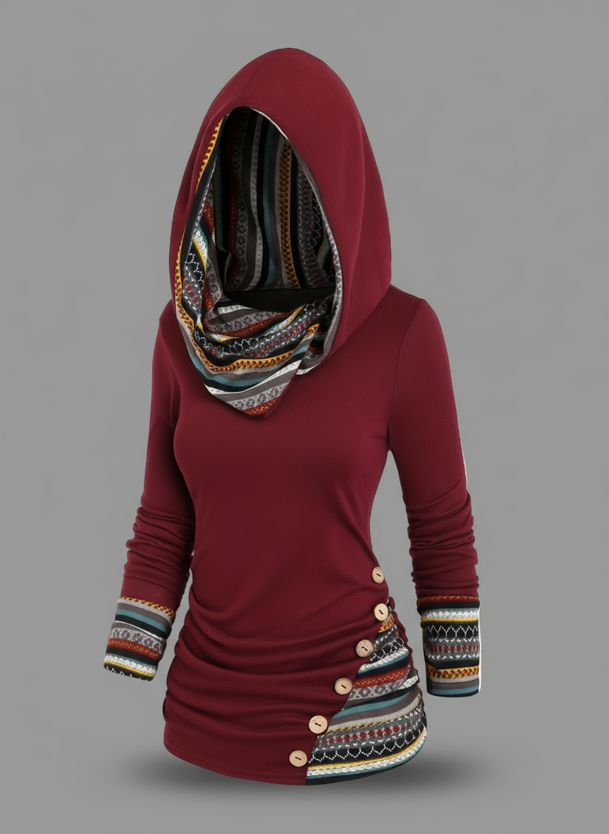 Boho-patchworkhoodie voor dames