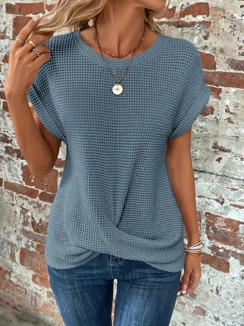 Monroe Waffle Knit Twist Tee