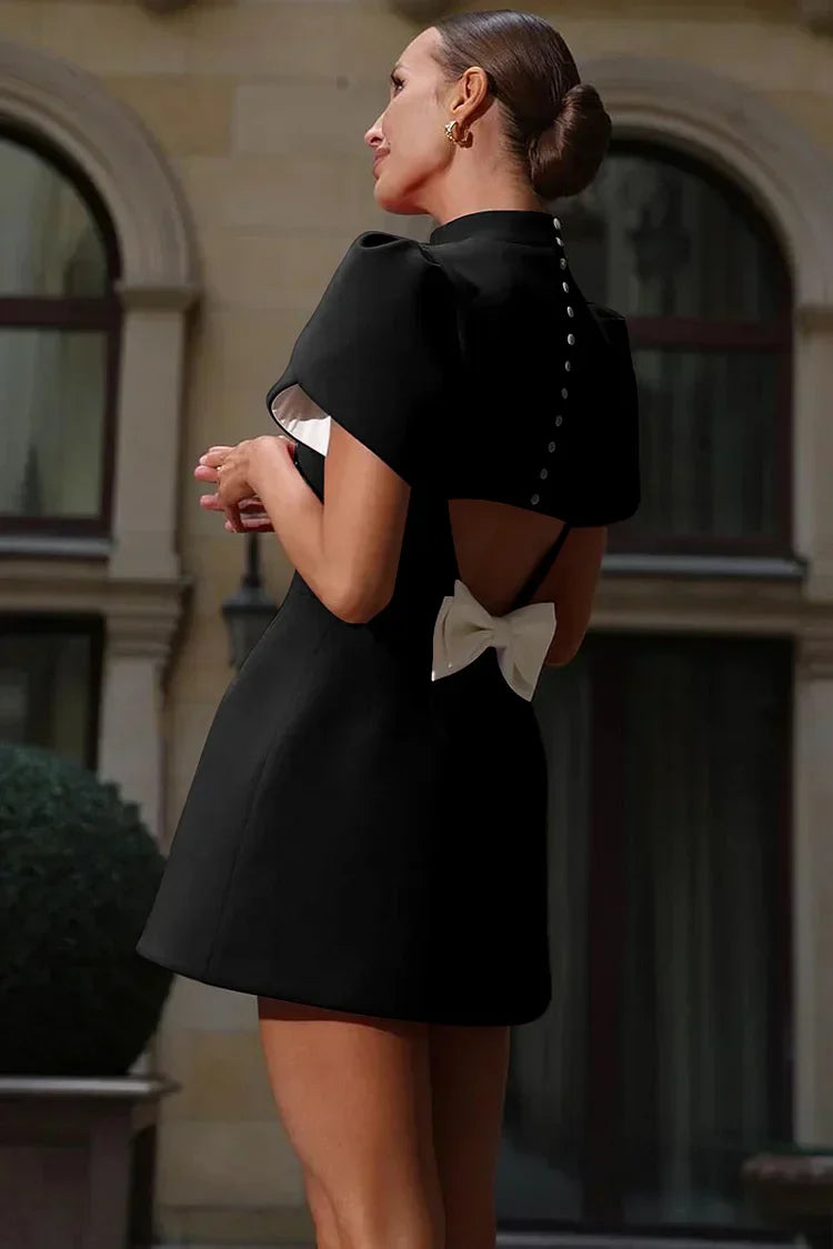 Lyraea - Elegante bloembladen mouwen mini -jurk